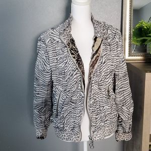 Alberto Makali animal print ruffle breaker jacket